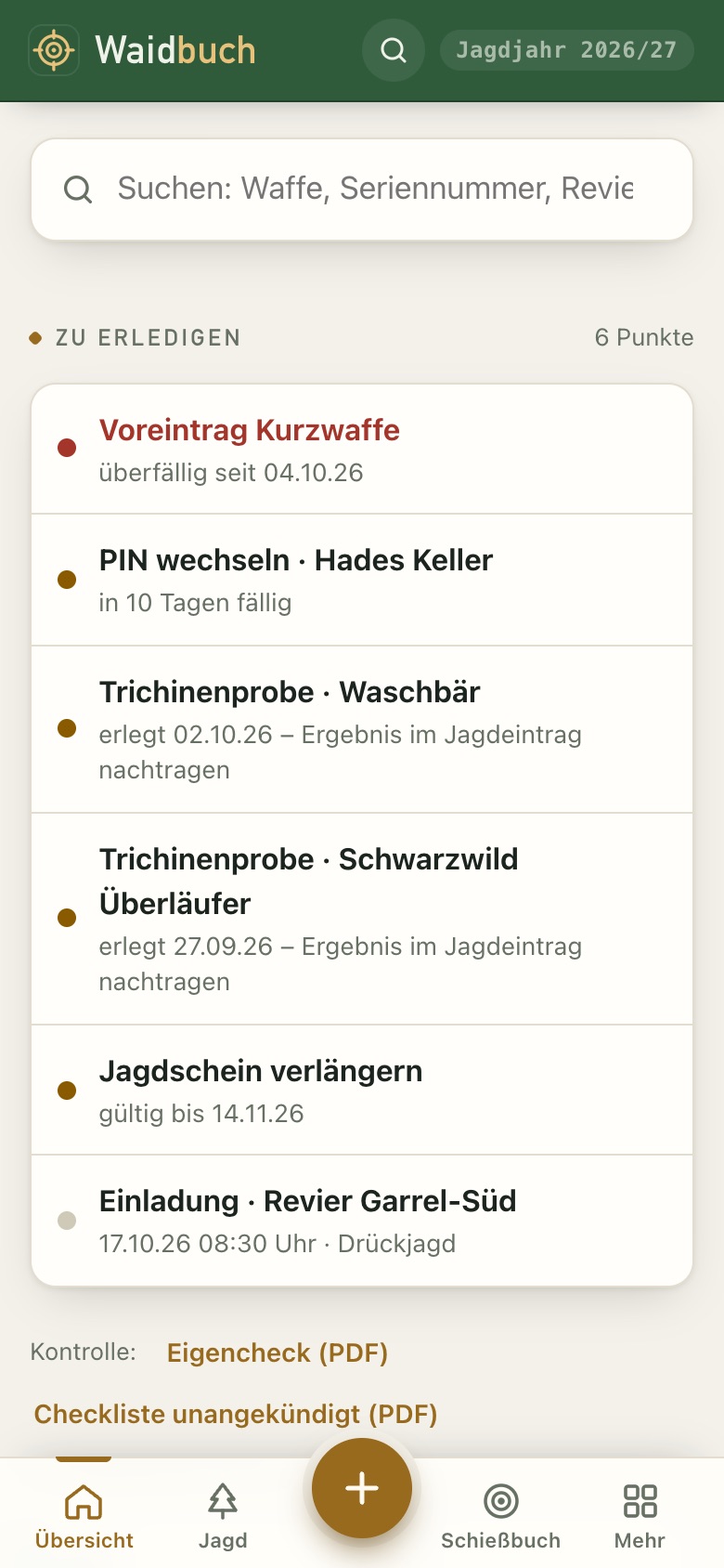 Übersicht auf dem Handy
