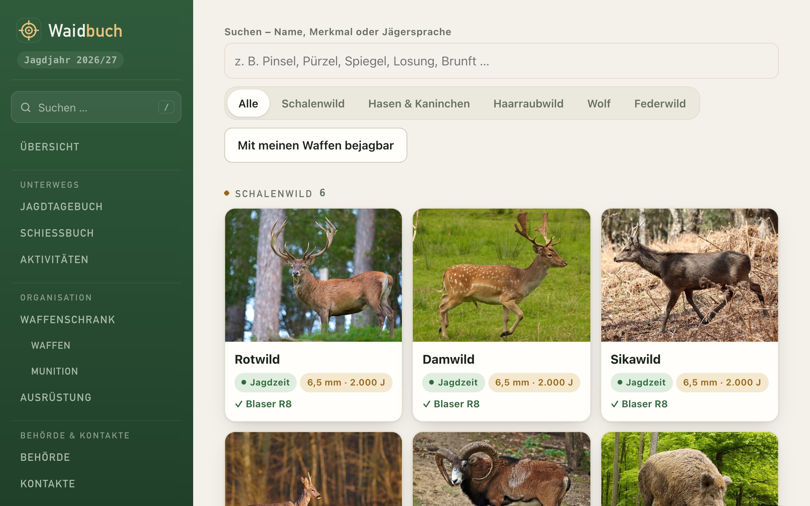 Wildtier-Steckbriefe